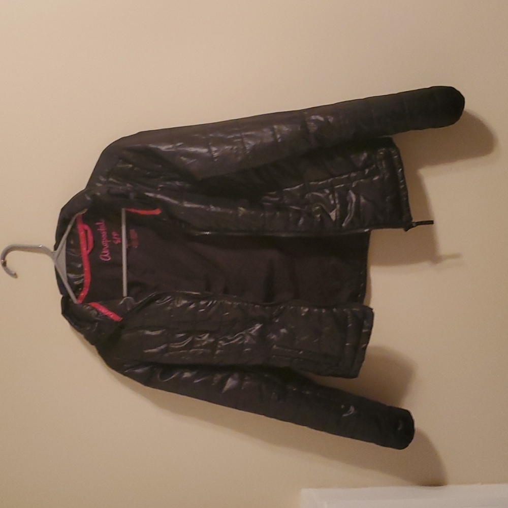 Aeropostale brand black shiny coat.
